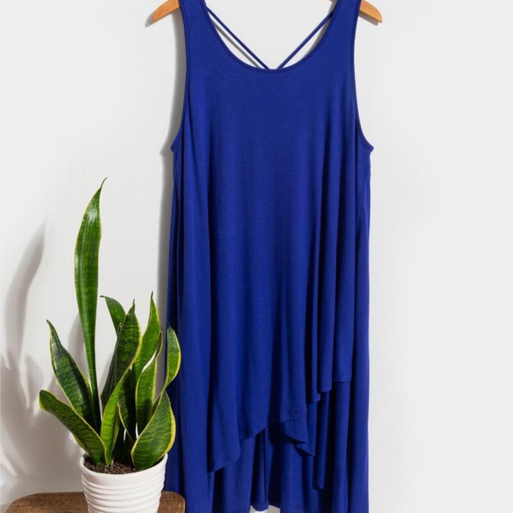 NWT Finley Lattice Back Dress Francesca's Collections Blue XXS more like XS - S